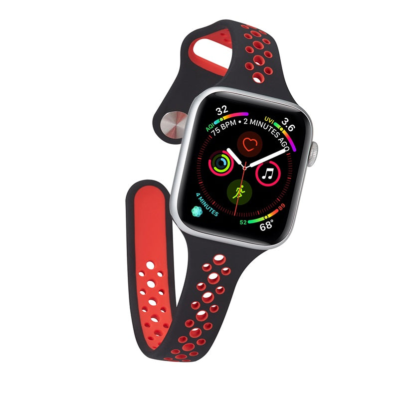 Nike Silicone Sport Breathable Watch For Apple iWatch Series-Black Red