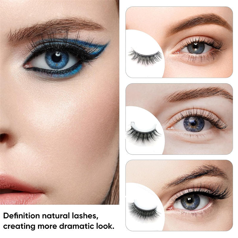 3 Pairs False Eyelashes Self Adhesive Waterproof Reusable No Glue Needed-2