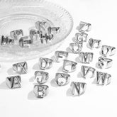 26Pcs Gold Bold Initial Letter Open Ring Adjustable for Party