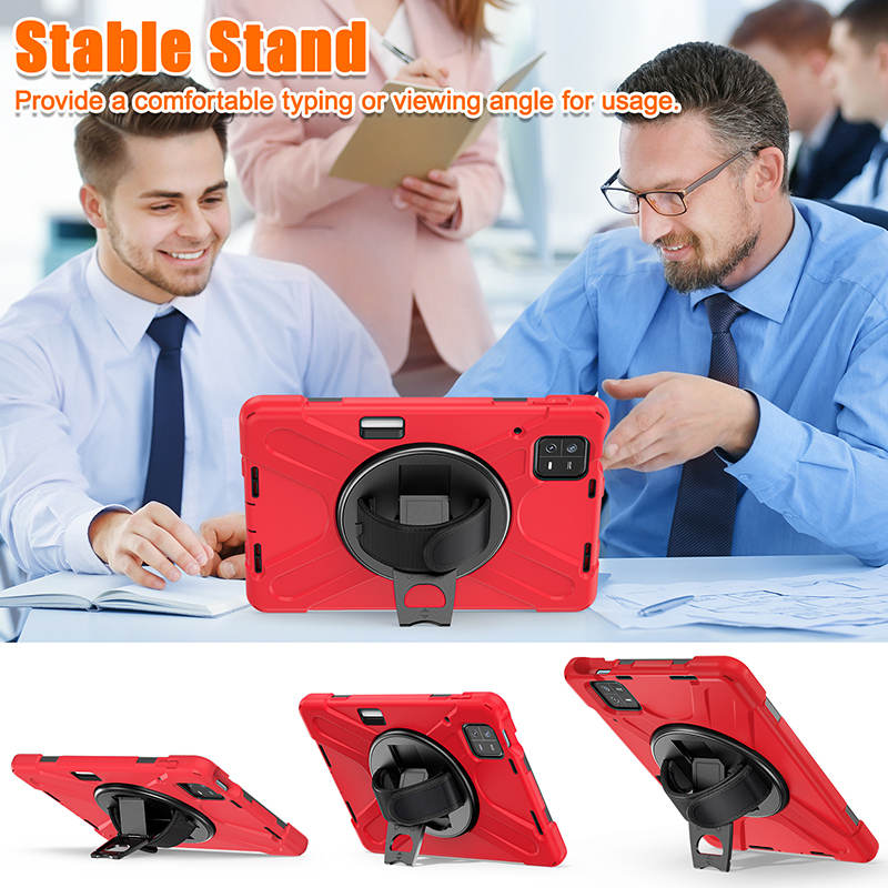 Onepiece Tablet Case for Xiaomi Pad 6 Rugged Lightweight Cover with Handle Strap Shoulder Strap-Red