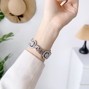 Shiny Watch Strap with Rhinestone Metal Link Band for Apple watch-Silver
