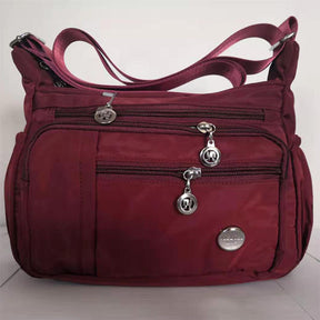 Women Shoulder Handbag Roomy Multiple Pockets Fashion Crossbody Purse-WineRed