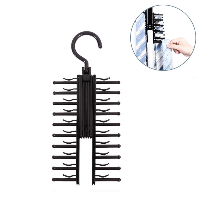 Tie Rack Holder Rotatable Organizer and Storage Rack 1 Pack -Black
