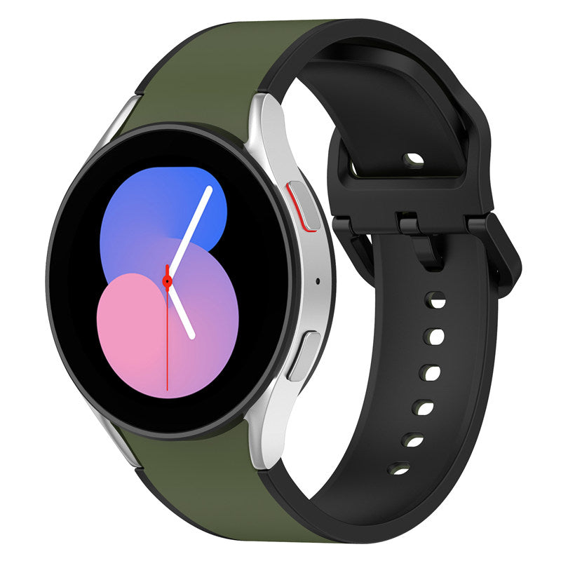 20mm Two Tone Silicone Sports Strap for Samsung Galaxy Watch 5-ArmyGreenBlack