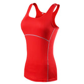 Women Workout Tank Tops Tight Stretch Breathable Yoga Vest Fitness Perspiration Quick Drying Vest Top 2001-Red