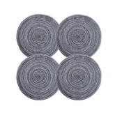 4 Pack Round Braided Placemats Washable Kitchen Table Mats for Home Wedding Party-Gray