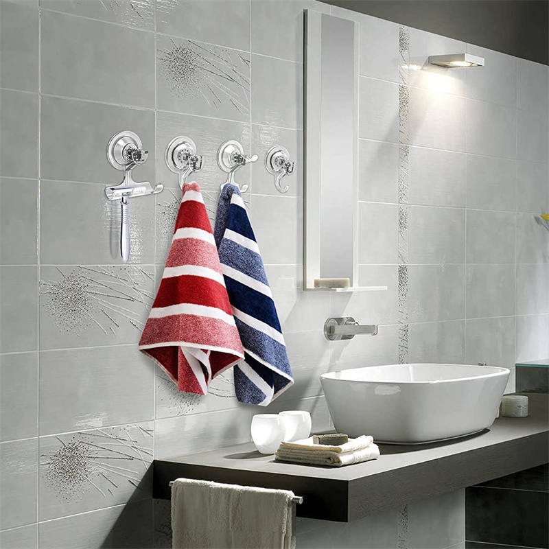 Bathroom Clear Suction Hooks Reusable Vacuum Suction Cup Hook Razor Holder Multi-Use for Home Three-Hooks