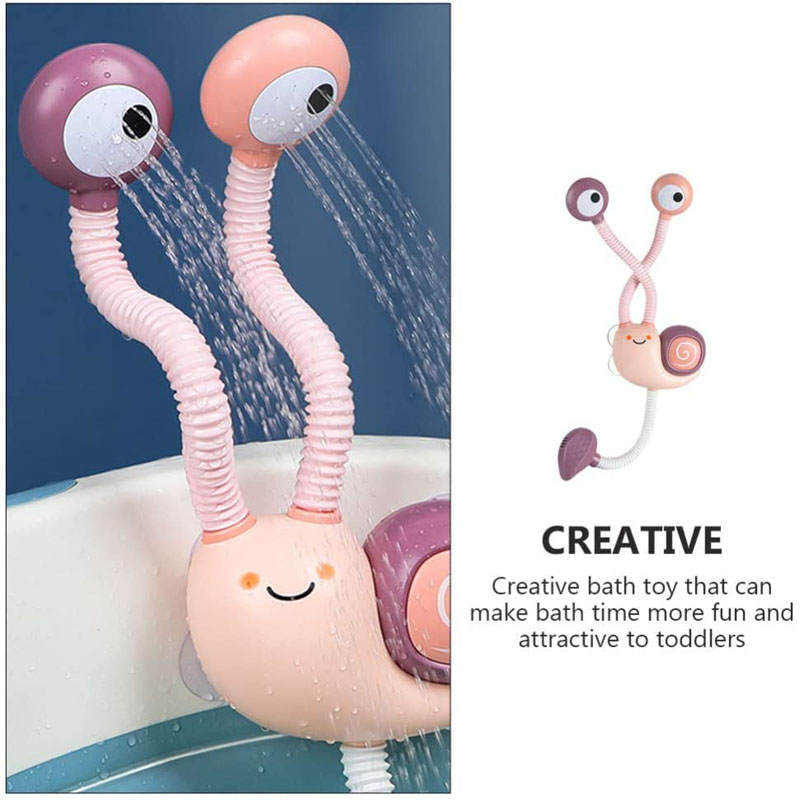 Toddler Bath Toys Electric Shower Snail Double Sprinkler for 18M and up-Battery/Purple