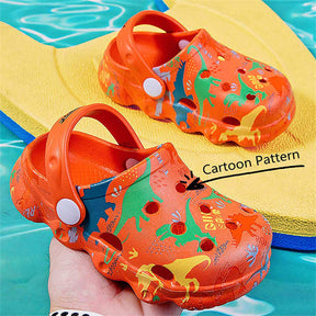 Kids Cute Cartoon Hole Shoes Little Dinosaur Beach Pool Slippers Boys and Girls-Orange