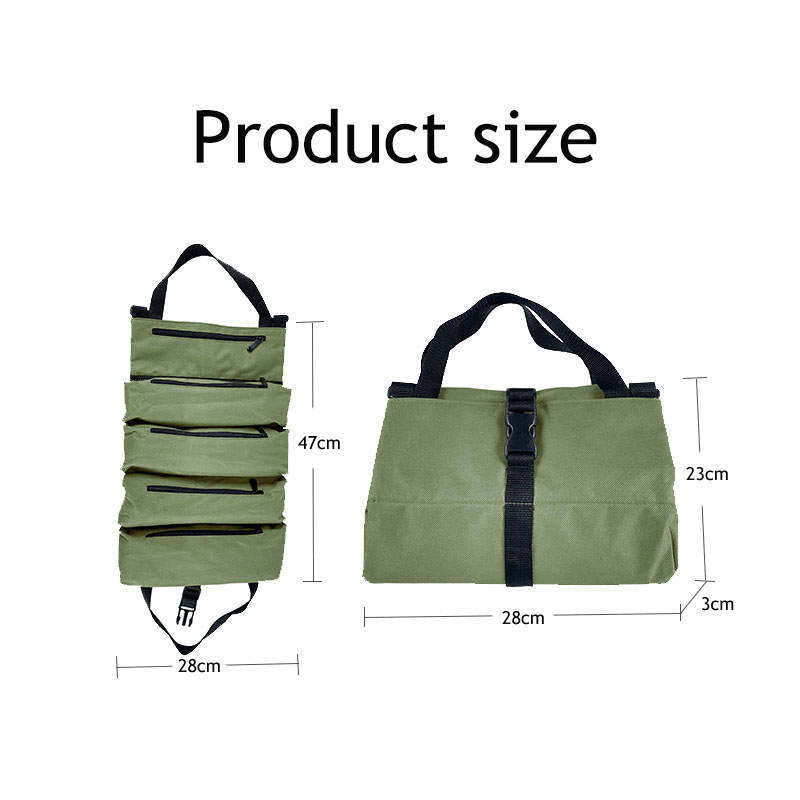 Multi-Purpose Roll up Tool Bag Organizer for Car Camping Gear-ArmyGreen