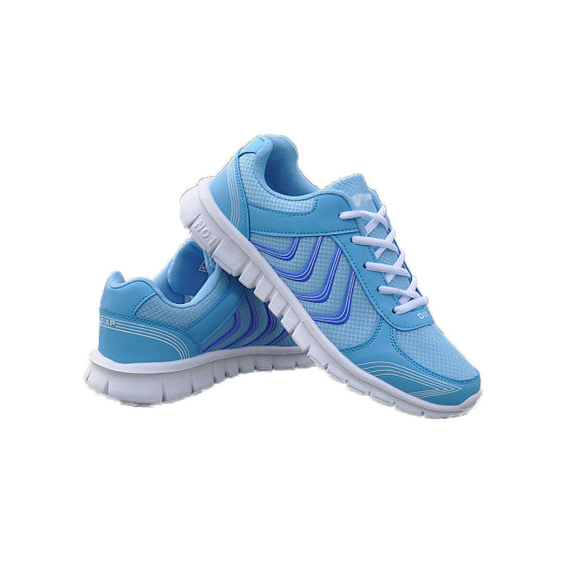 Womens Athletic Mesh Breathable Sneakers Lace Up Comfort Shoes-Blue