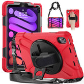 Onepiece iPad Mini 6 Case 8.3 Inch Shockproof Cover with Handle Strap Shoulder Strap-Red