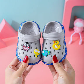 Childrens Clogs Boys Girls Soft Sandals Lightweight Non-Slip Shoes-Grey