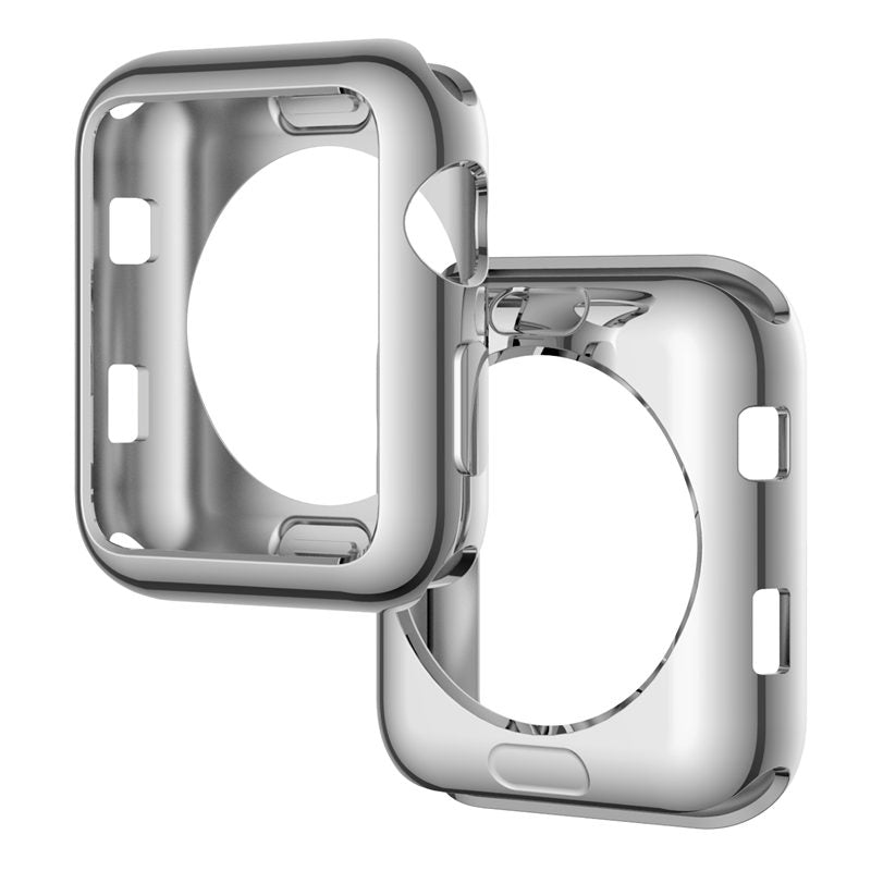 TPU Plated Cover Scratch-Proof Smartwatch Protective Case for iWatch Series SE/6/5/4/3/2/1-Silver