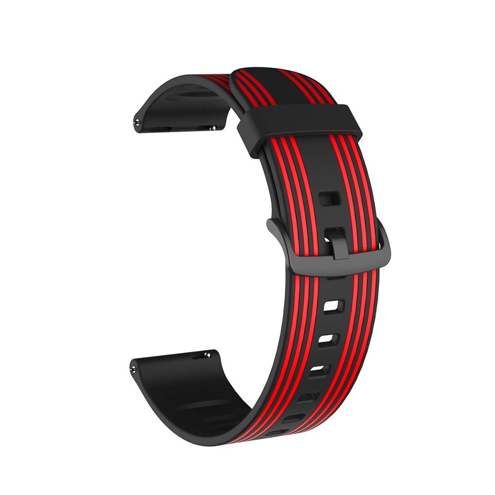Silicone Band Striped Watch Band For Samsung Galaxy Watch 42/46mm Gear S3 Frontier/Classic(Black Red)