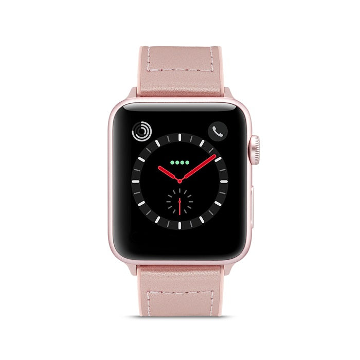 Silicone+Leather Watch Strap For Apple iWatch-RoSE Red