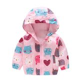 Boys Girls Cartoon Print Zip Lightweight Jacket Hooded Coats Casual Windbreaker-11