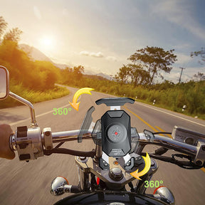 Anti-Theft Motorcycle Wireless Phone Mount Charger Works with 12V/24V Vehicle-Rearview Mirror