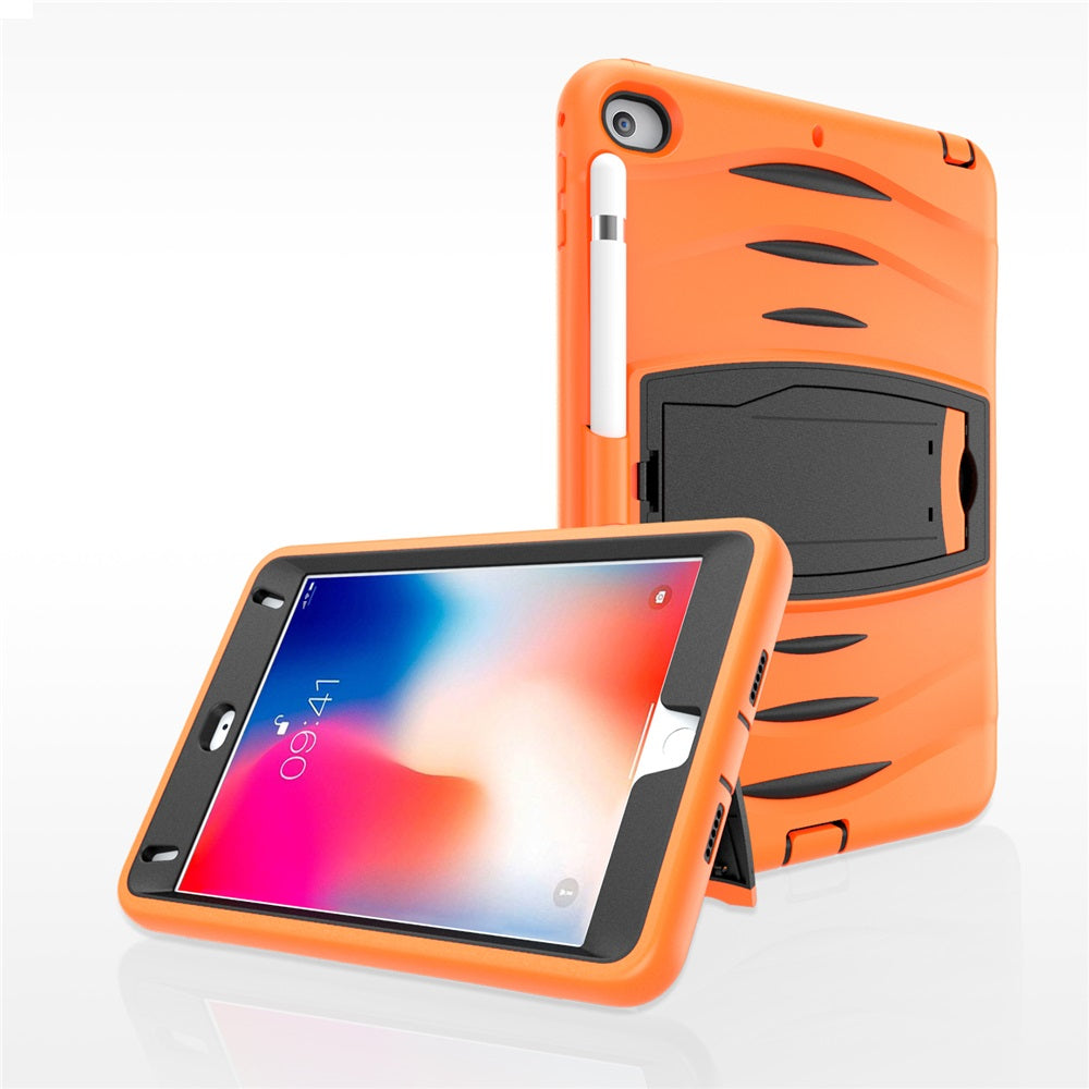 Shock Wave Design Kickstand Case Anti-Fall Protection With Pencil Holder For 7.9inch iPad Mini 4/5-Orange