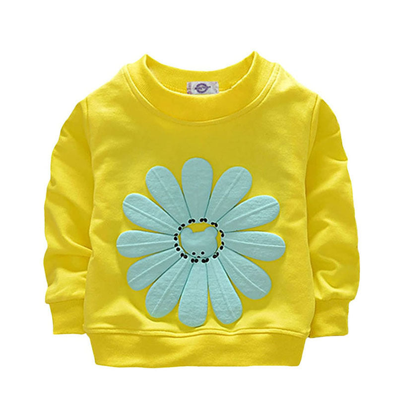 Baby Girls 2 Pcs Sunflower Clothes Set Long Sleeve Top And Pants Outfits-Yellow