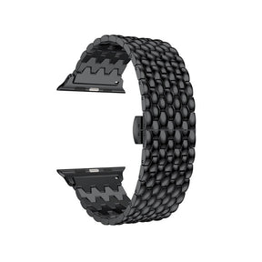 Dragon Leather Metal Watch Band For Apple Watch SE/6/5/4/3/2/1(Black)