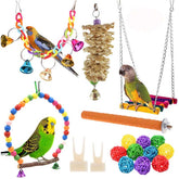 12Pcs Bird Parrot Swing Chewing Toy Hanging Bell Bird Cage