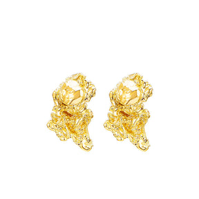 Retro Irregular Metal Stud Earrings for Women Girls Gift-Gold