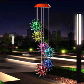 Sun Solar Wind Chimes Colors Changing Light for Garden Terrace-Red