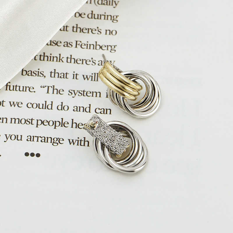 Two-tone Petite Earrings Circle Geometric Earrings