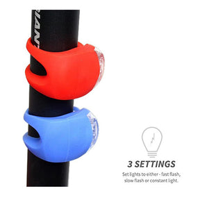 LED Bicycle Silicone Tail Light Kit Waterproof Mountain Bike Headlight 4 Pack Black