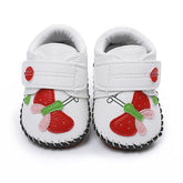 Baby Girls Pu Leather Walking Sneakers Toddler Rubber Cartoon Shoes-White