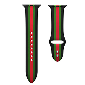 Soft Silicone Watch Bands Pattern Printed Band for iWatch Series6/5/4/3/2/1/SE-GucciBlack