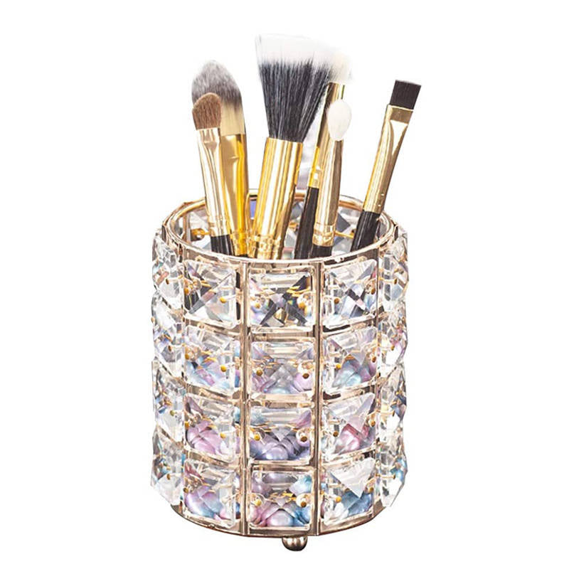 Makeup Brush Holder Crystal Comb Brushes Pen Storage Container-RoseGold