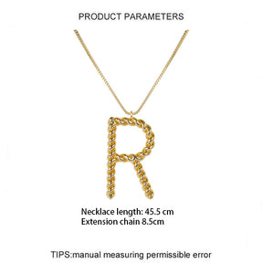 26 Alphabet Twisted Pendant Necklace Personalized Jewelry-R