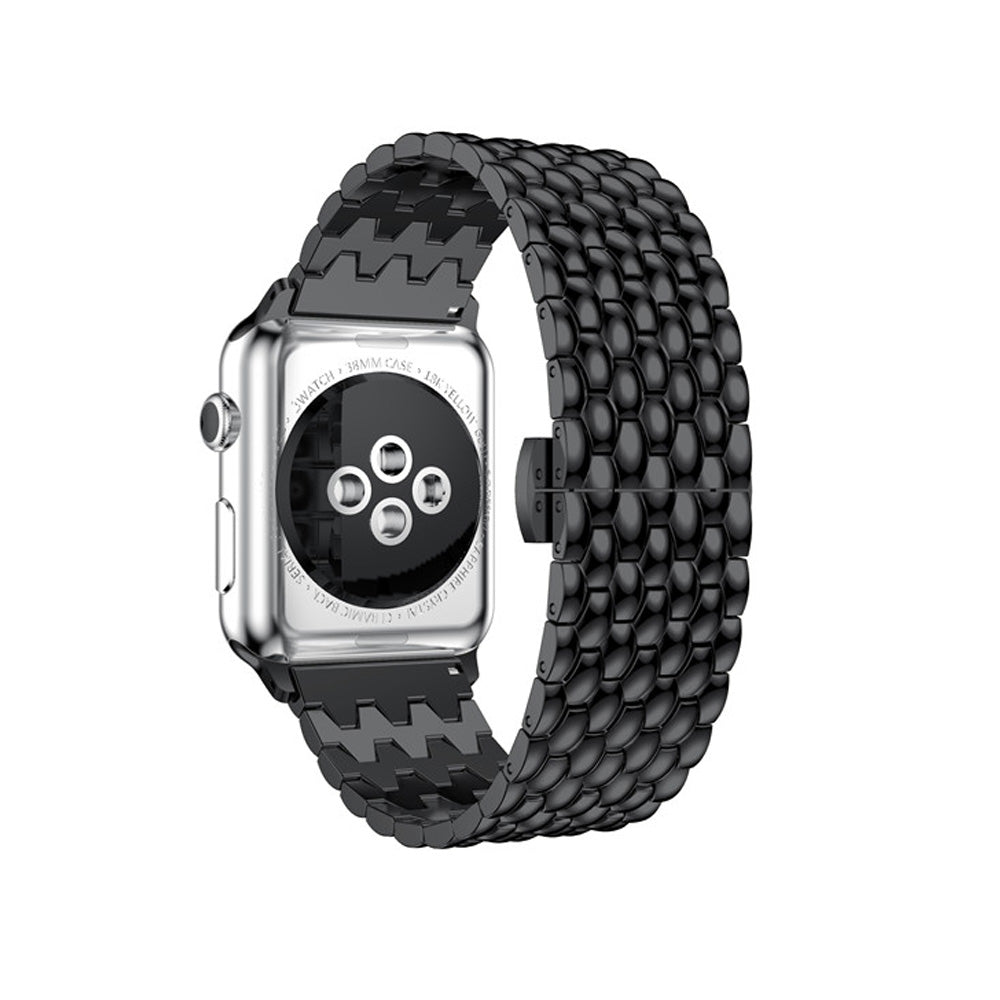 Dragon Leather Metal Watch Band For Apple Watch SE/6/5/4/3/2/1(Black)
