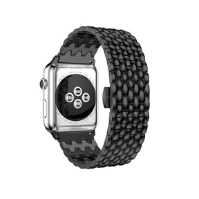Dragon Leather Metal Watch Band For Apple Watch SE/6/5/4/3/2/1(Black)