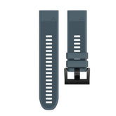 26mm Width Easy Fit Soft Silicone Watch Strap For Garmin Fenix 5X/5X Plus/6X/6X Pro/3/3 HR Black Steel Buckle-Rock Cyan