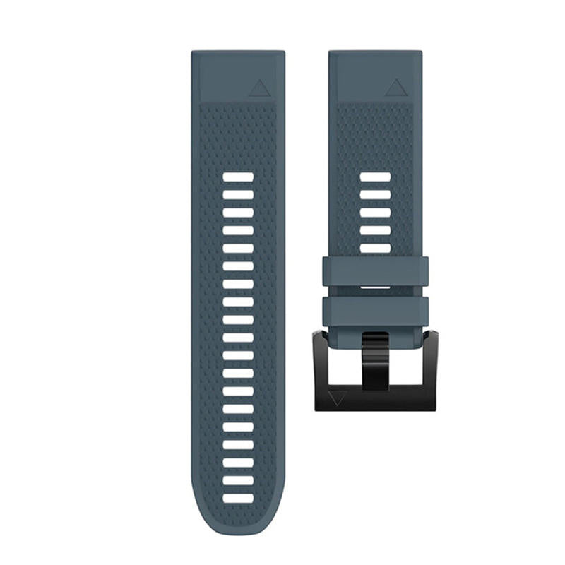 26mm Width Easy Fit Soft Silicone Watch Strap For Garmin Fenix 5X/5X Plus/6X/6X Pro/3/3 HR Black Steel Buckle-Rock Cyan