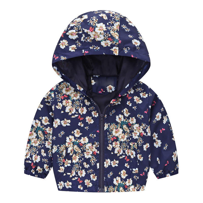 Boys Girls Cartoon Print Zip Lightweight Jacket Hooded Coats Casual Windbreaker-36