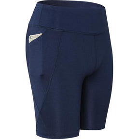 Women Yoga Shorts With Pocket High Waist Fitness Leggings Sports Running Quick Drying Perspiration Tights 2034-Navy