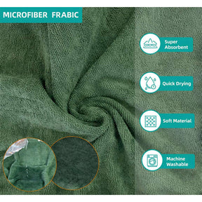 Dog Bathrobe Microfibre Fast Drying Towel Adjustable Collar Waist-Green