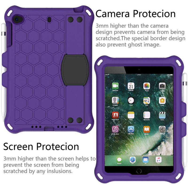 Hive iPad Case For iPad Mini 1/2/3/4/5 Durable Stand Cover With Shoulder Strap-PurpleBlack