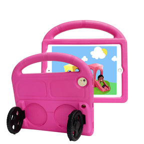 Wheel iPad Case For iPad 9.7inch Air1/2 Pro9.7 Shockproof Stand Cover With Handle Stand-Rose