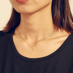 Minimalist Africa Map Pendant Necklace for Women-Gold