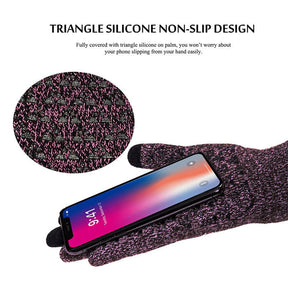 WIWU Winter Woman Gloves Upgraded Touch Screen Anti-Slip Silicone Gel Elastic Cuff Thermal-Rose-DZ32