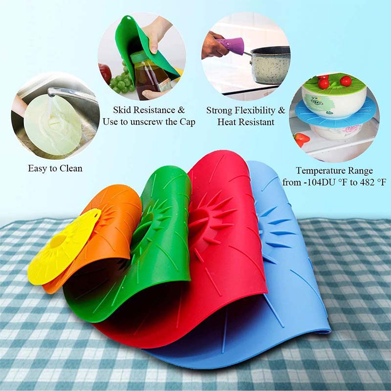 Set of 5 Silicone Stretch Lids Keep Fresh Cover for Food Reusable Heat Resistant