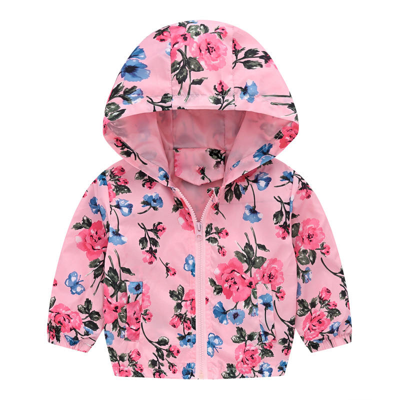 Boys Girls Cartoon Print Zip Lightweight Jacket Hooded Coats Casual Windbreaker-38