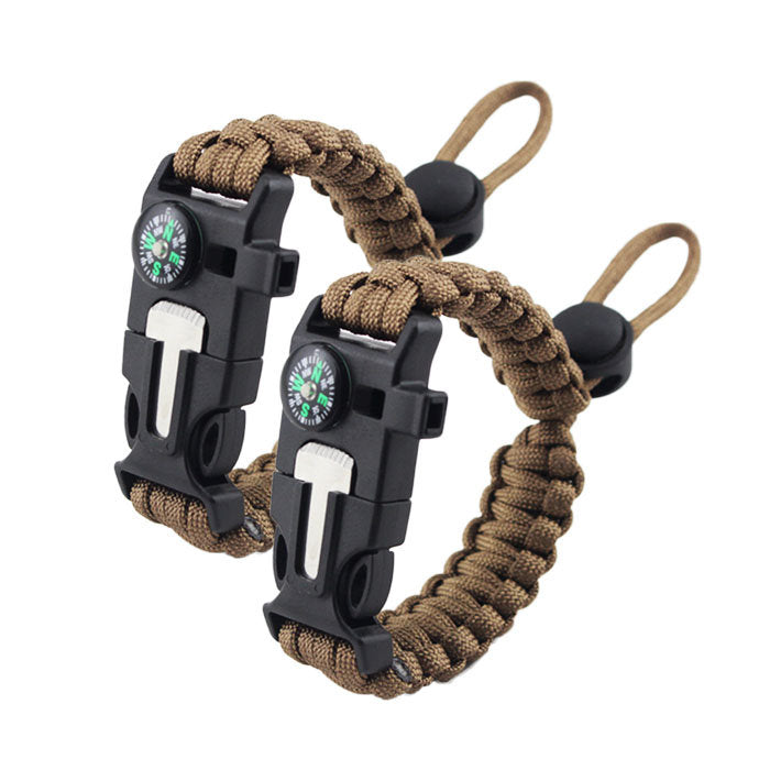 2Packs Hiking Gear Traveling Camping Gear Kit Bracelet Adjustable-D