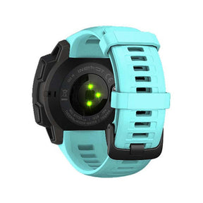 For Garmin Instinct Watchband Soft Silicone Adjustable Replacement Strap 22MM Black Steel Buckle-Teal