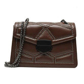 Small Shoulder Chain Bag Ladies Square Crossbody Bag-Coffee